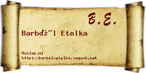 Barbél Etelka névjegykártya